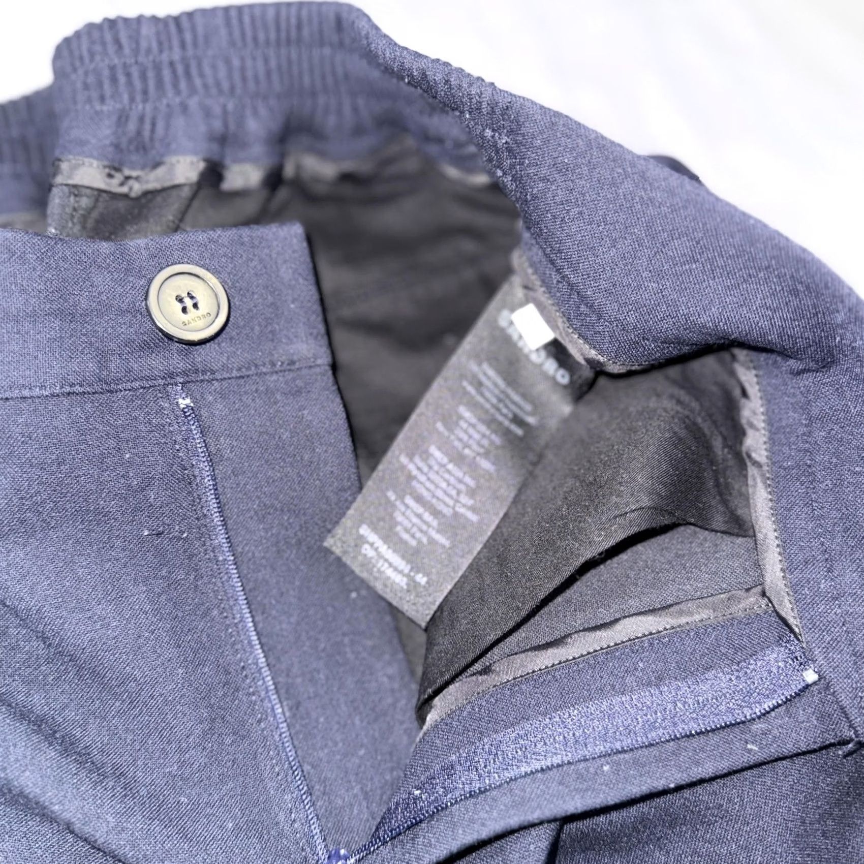 Sandro Sandro Pants Mens 38x29 Navy Blue Elastic Waist Chino Casual Straight Pockets Size US 38 / EU 54 - 3 Thumbnail