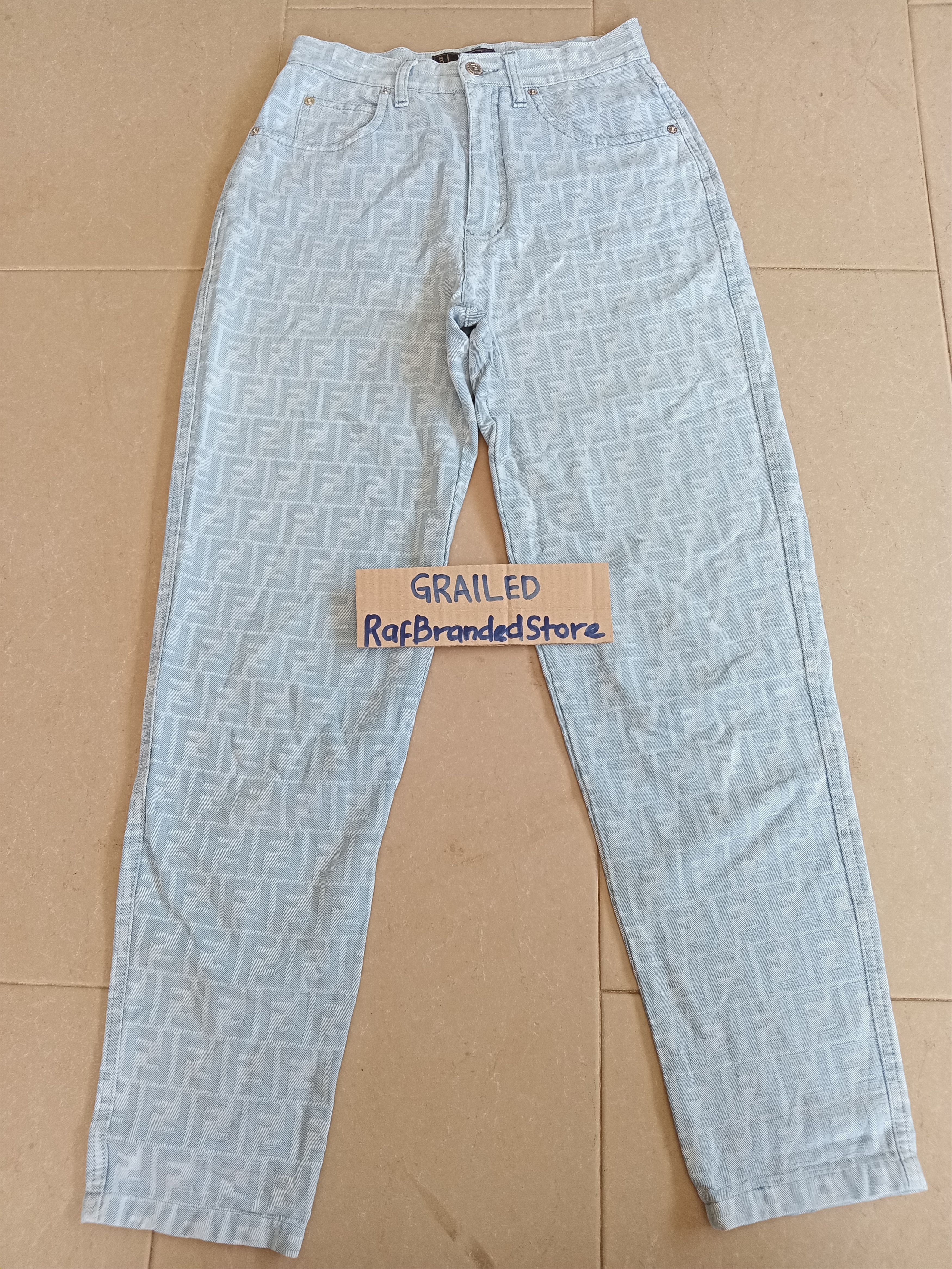 Fendi × Vintage Vtg Fendi Zucca Monogram Denim High Waist Jeans Size 26" / US 2 / IT 38 - 1 Thumbnail