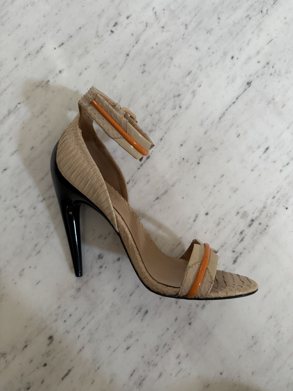 Designer × L.A.M.B. L.A.M.B leather beige and orange strap heels Size US 6.5 / IT 36.5 - 4 Thumbnail