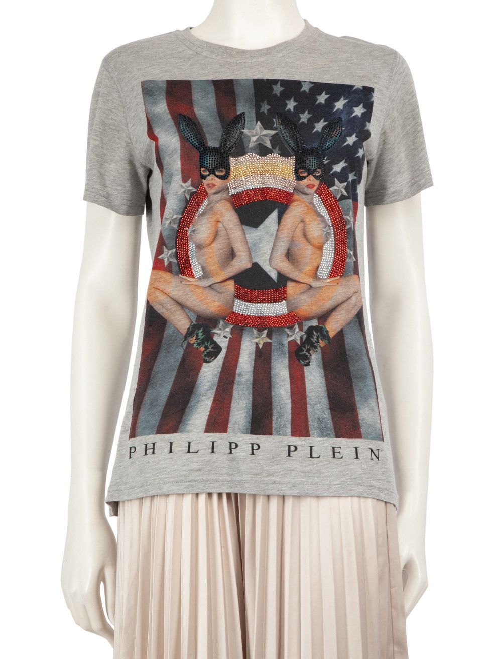 Grey Embellished Graphic T-Shirt