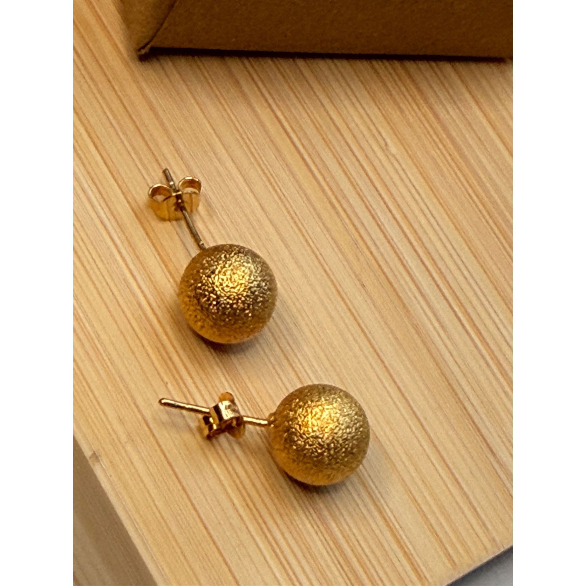 Other Gold Textured Ball Stud Earrings In Gift Box Size ONE SIZE - 2 Thumbnail