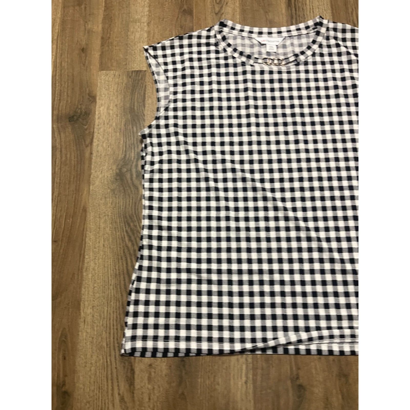 Liz Claiborne Liz Claiborne Tank Top Women's XXL Black White Plaid Sleeveless Casual Modern 2XL Womens Size XXL / US 16-18 / IT 52-54 - 3 Thumbnail