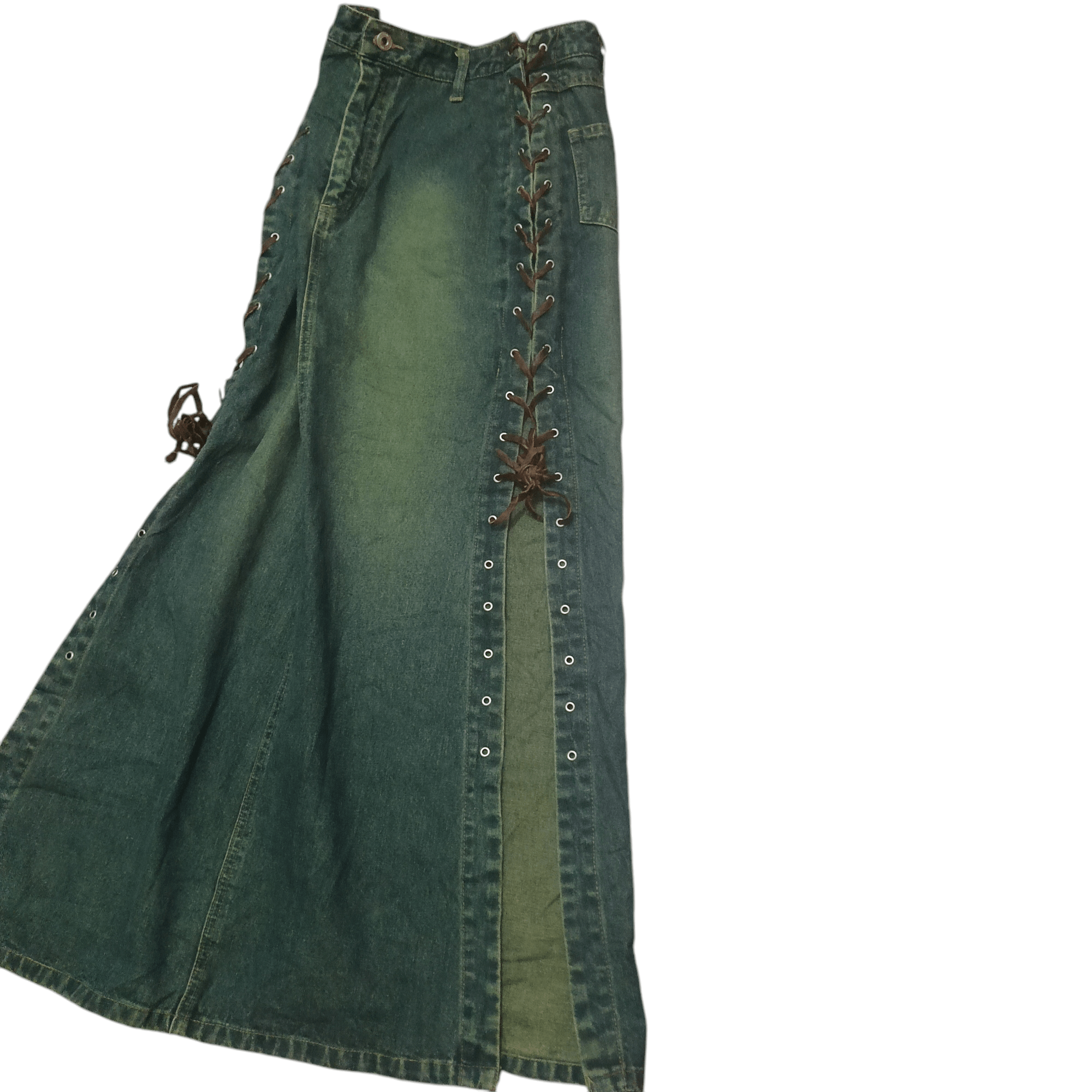 If Six Was Nine Japanese Denim Skirts ifsixwasnine style Lace up design Size 26" / US 2 / IT 38 - 9 Thumbnail