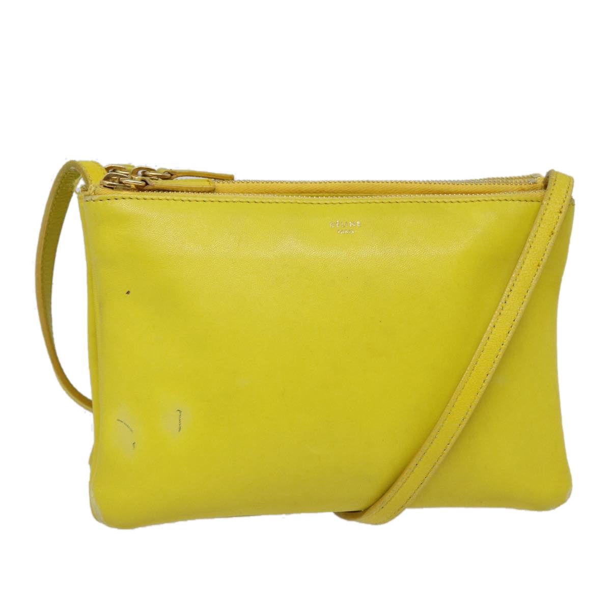 Celine CELINE Trio Large Shoulder Bag Leather Yellow Gold Size ONE SIZE - 1 Thumbnail