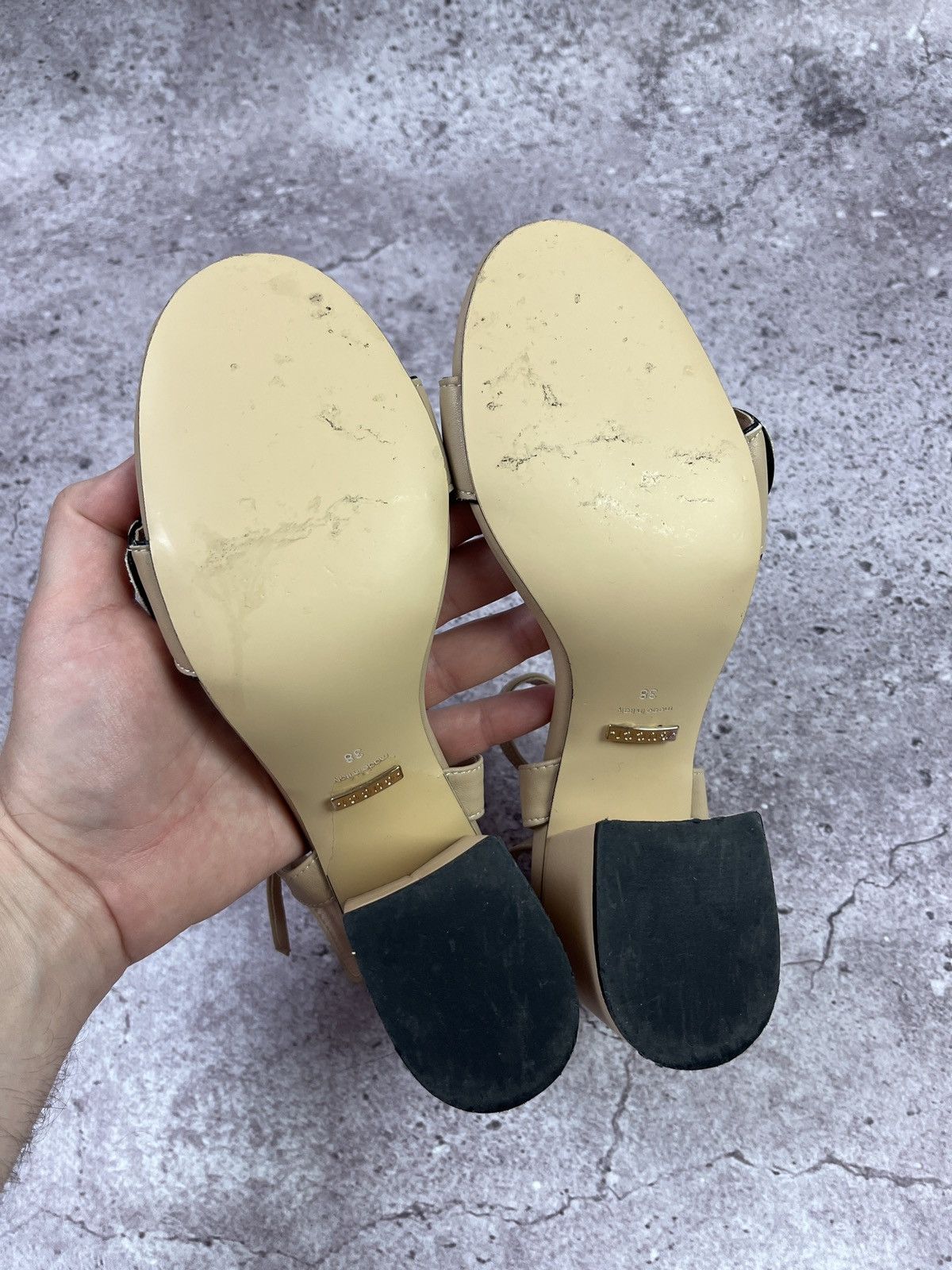 Gucci Gucci Marmont Block Heel Sandals Beige Leather GG Logo🇮🇹Heels Size US 8 / IT 38 - 11 Thumbnail