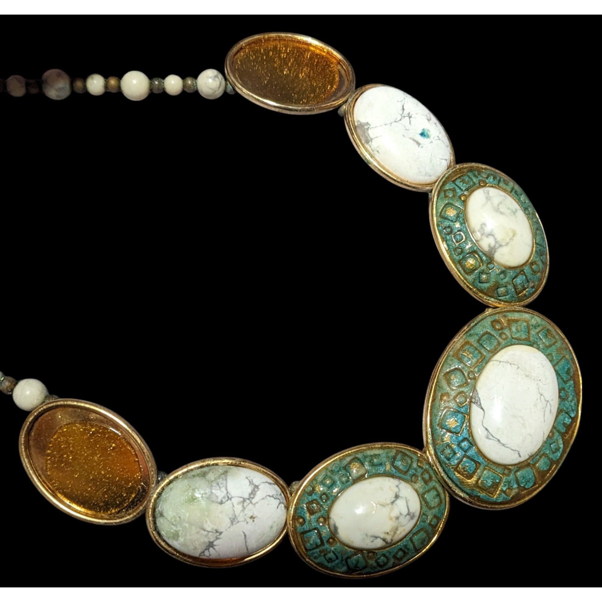 Other Vintage Carved Stone Beaded Cabochon Necklace Size ONE SIZE - 7 Thumbnail