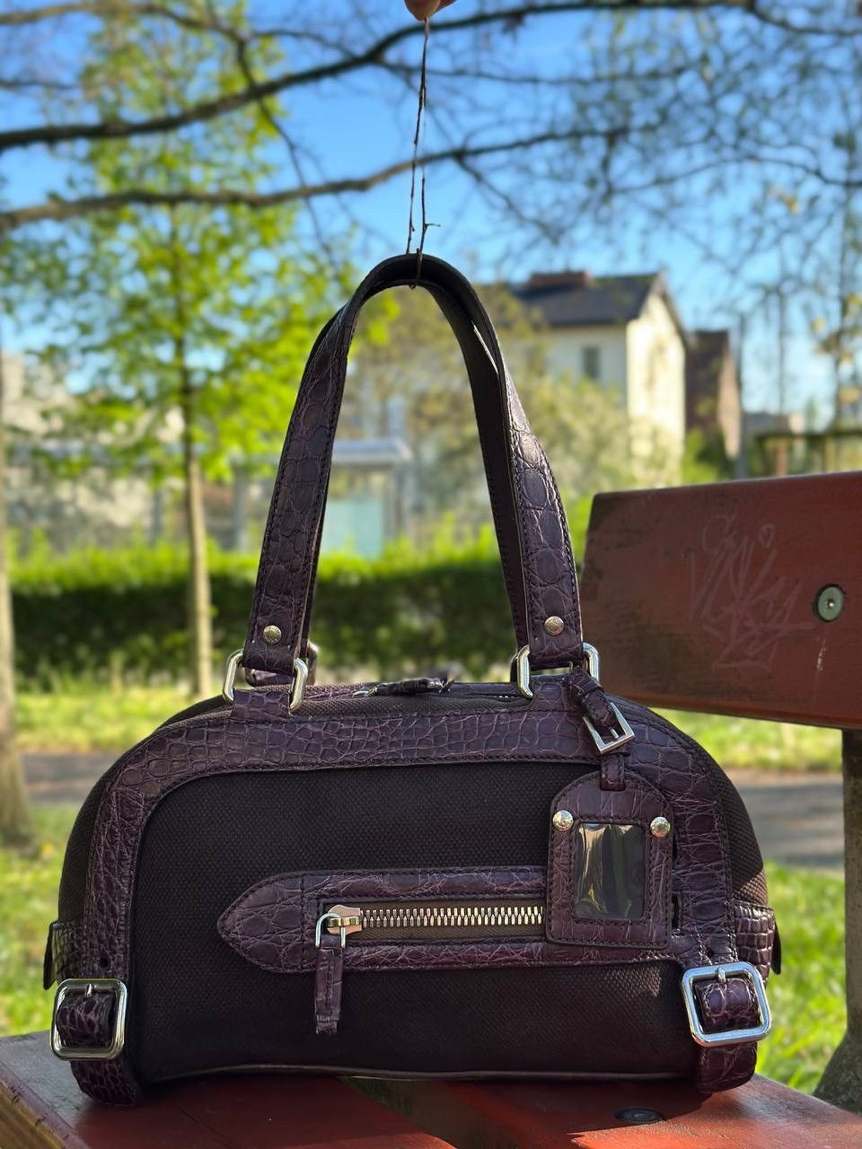 Prada Rare Bag - Prada Bowling crocodile Handbag Purple - Vintage Size ONE SIZE - 4 Thumbnail
