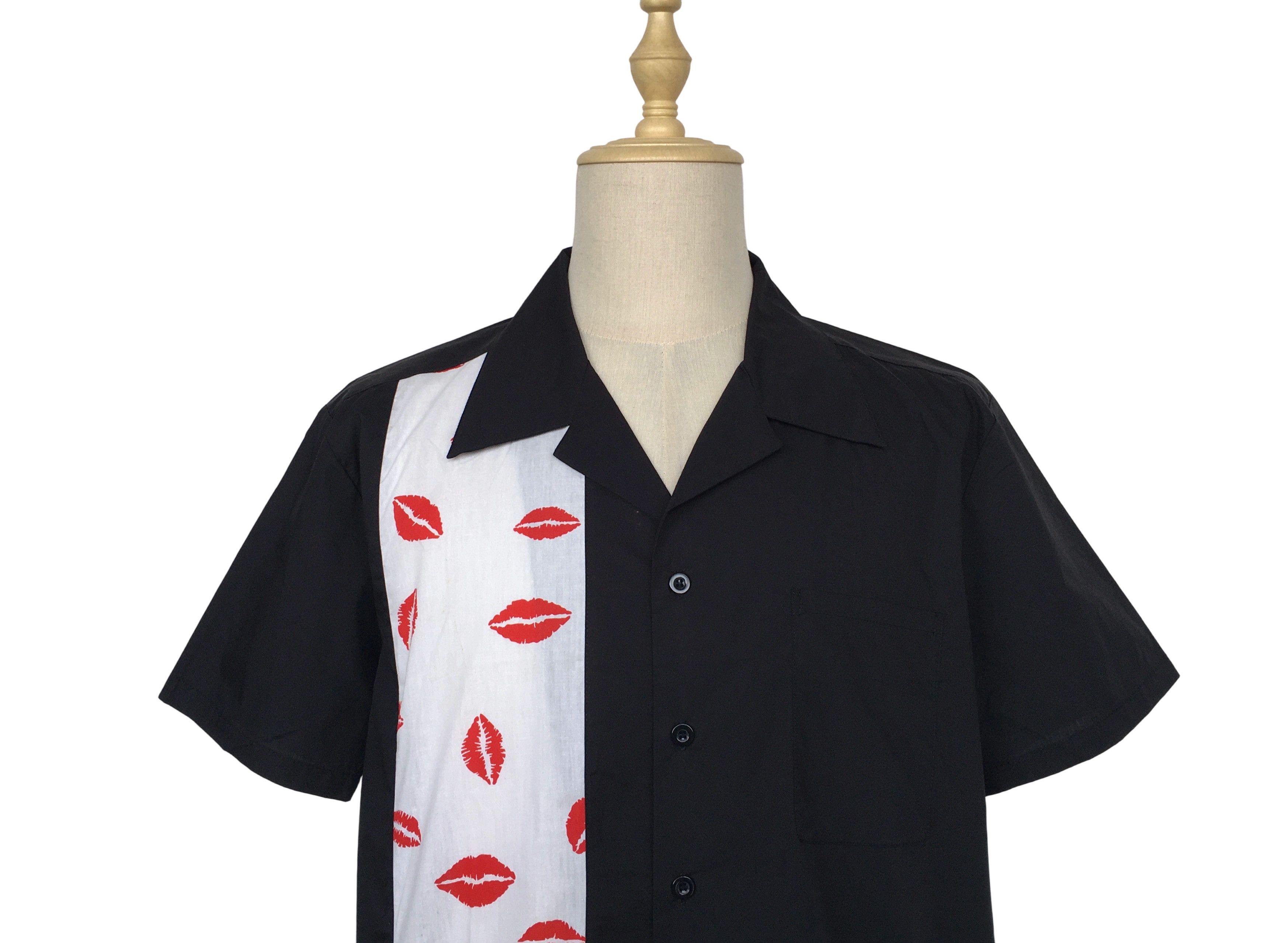 Other Retro Style Lips Panel Black Casual Hawaiian Shirts Size US XL / EU 56 / 4 - 4 Thumbnail