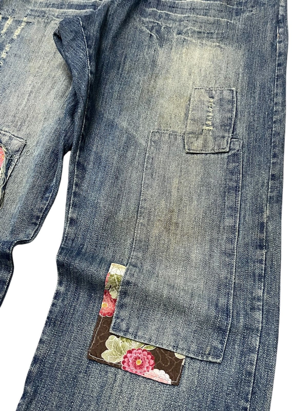 Guru × Hysteric Glamour × Japanese Brand Gumu Japan Boro Patchwork Cut & Sew Leather Trimmed Jeans Size US 32 / EU 48 - 7 Thumbnail