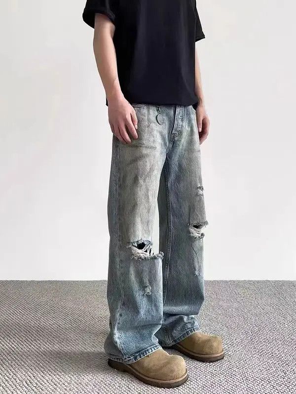 VIBE baggy casual ripped washed jeans Size US 30 / EU 46 - 1 Thumbnail