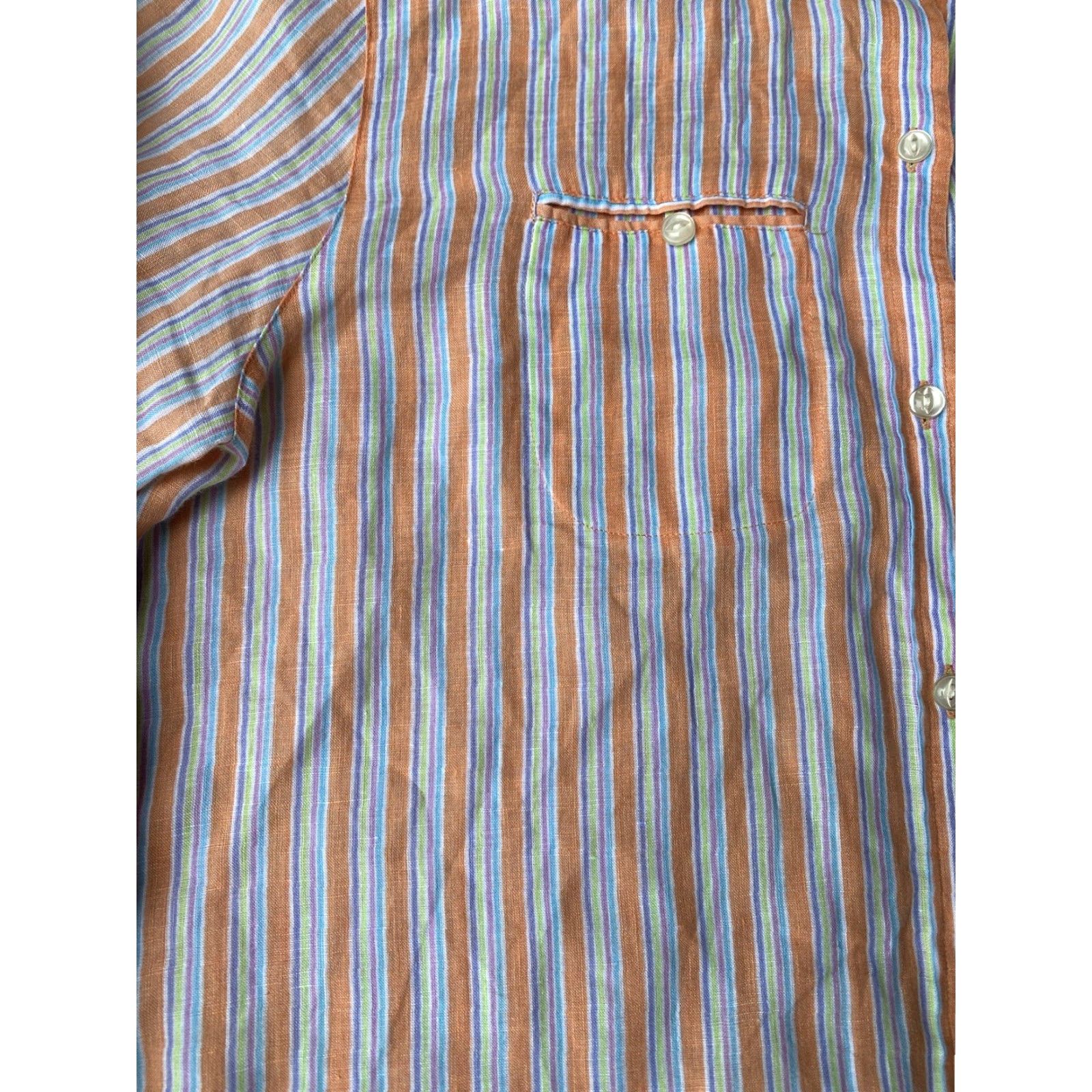 Ralph Lauren VINTAGE Lauren Jeans Co. Linen Striped Long Sleeve Button Shirt Women’s Large Size L / US 10 / IT 46 - 4 Thumbnail
