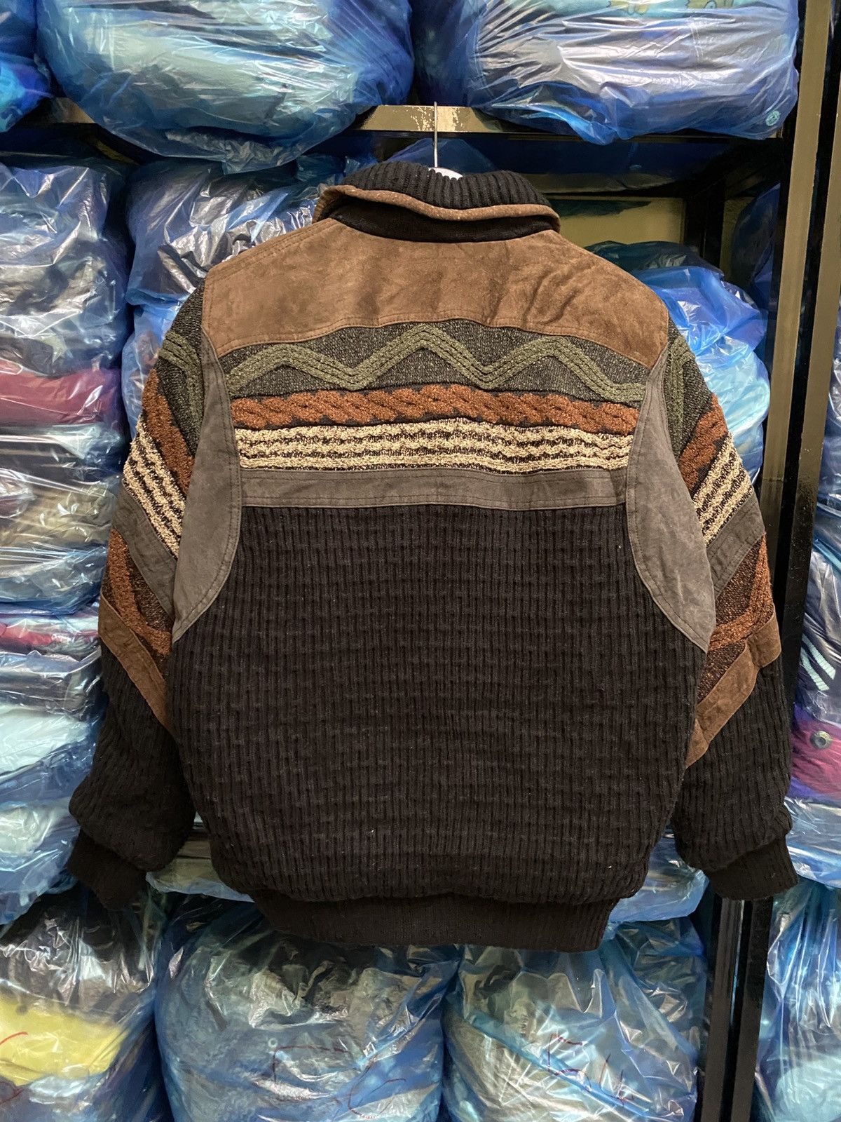 Vintage Vintage Arnaldo Bassini Italian Knit Suede Patchwork Jacket Size US L / EU 52-54 / 3 - 9 Thumbnail