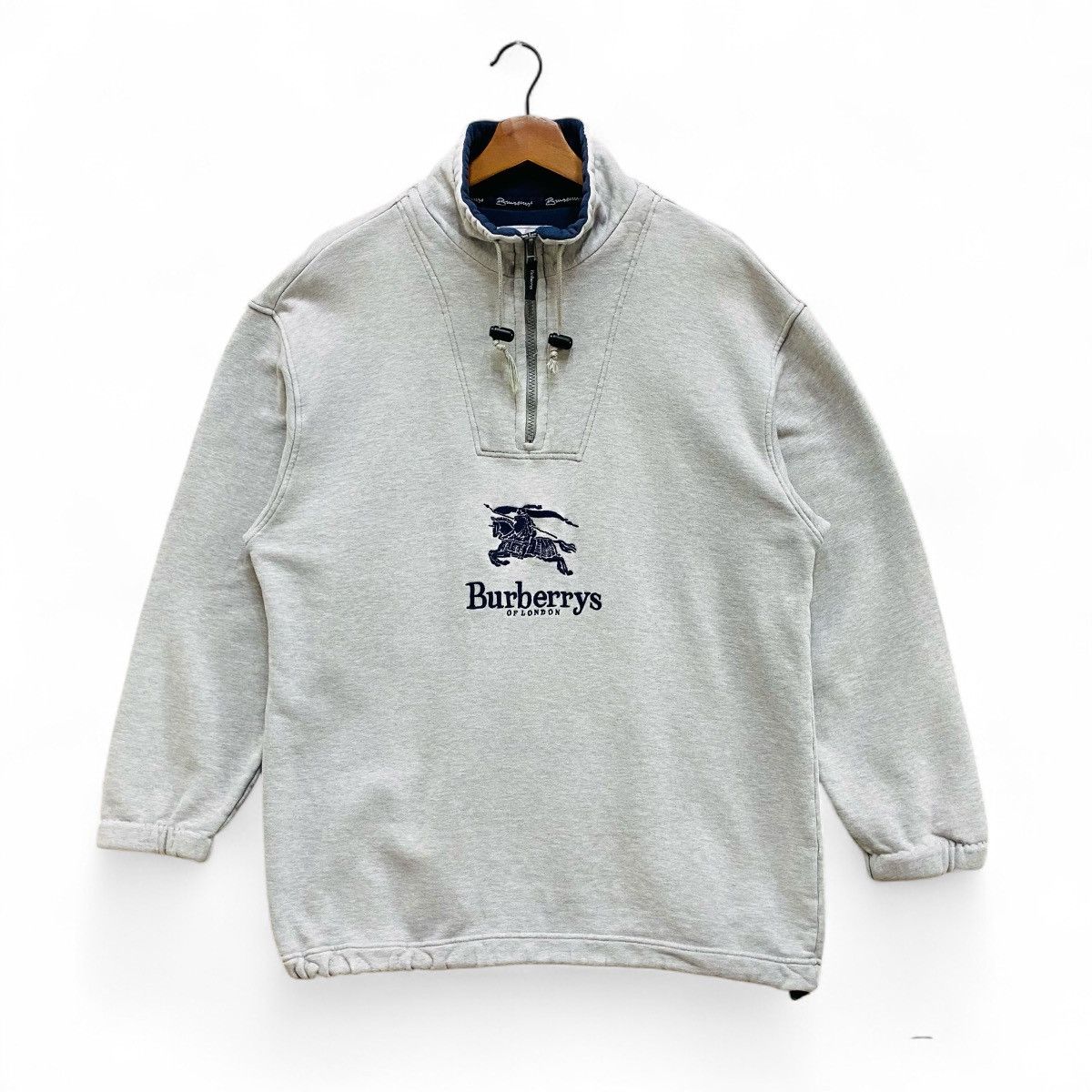 Burberry Vintage Burberrys of London Quarter Zip Sweatshirt Big Logo Size US L / EU 52-54 / 3 - 1 Thumbnail