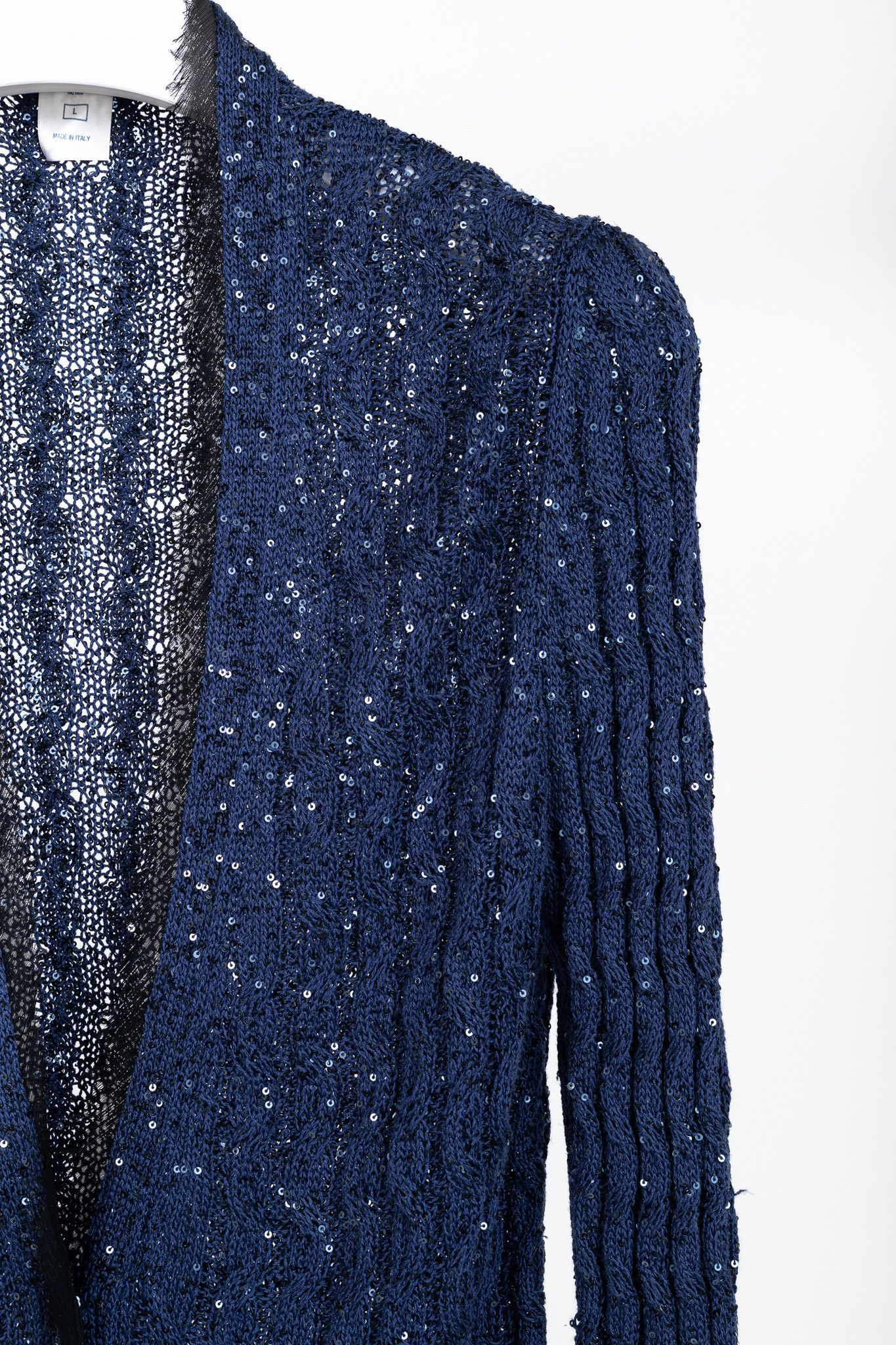 Oscar De La Renta Oscar de la Renta AW10 Silk-Blend Sequin Cable-Knit Cardigan Size L / US 10 / IT 46 - 5 Thumbnail