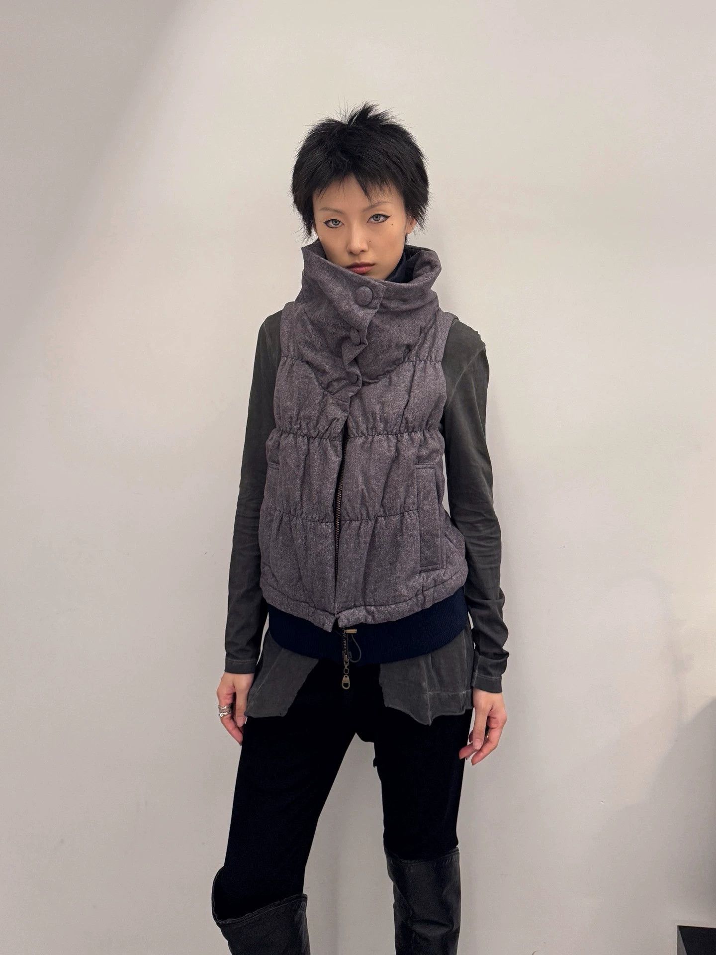 Vintage Japanese Brand Double Collar Double Zipper Padded Vest Size XS / US 0-2 / IT 36-38 - 3 Thumbnail