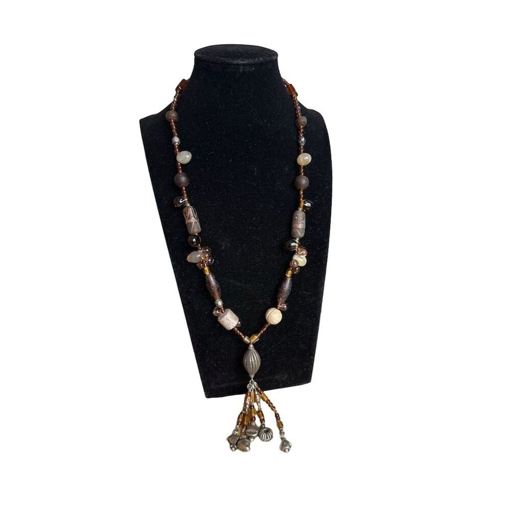 The Unbranded Brand Vintage Necklace Brown wood 27" Handmade Used Good Size ONE SIZE - 2 Thumbnail