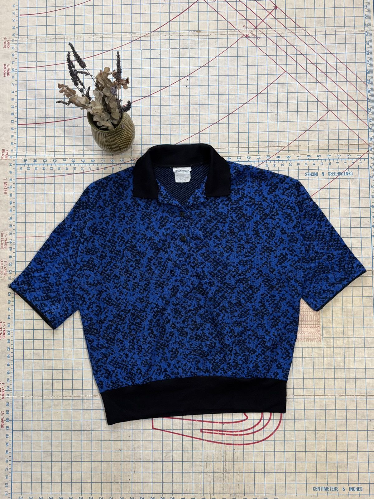 Other × Vintage Vintage Donnkenny Polo Shirt Blue and Black Pattern Fits L Size US L / EU 52-54 / 3 - 3 Thumbnail