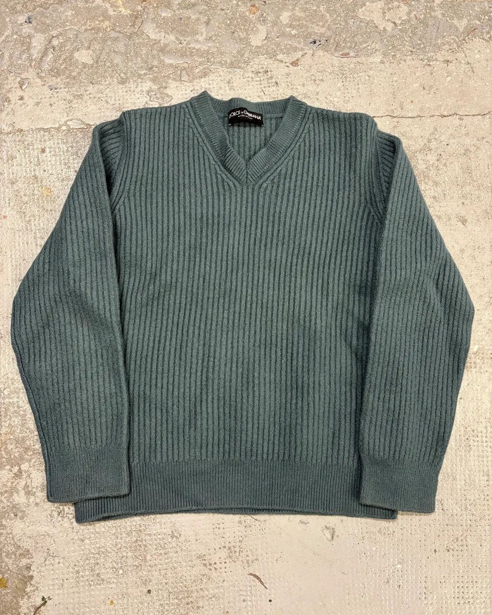 Dolce & Gabbana 2000s Dolce & Gabbana Blue Wool V-Neck Sweater Size US XS / EU 42 / 0 - 1 Thumbnail