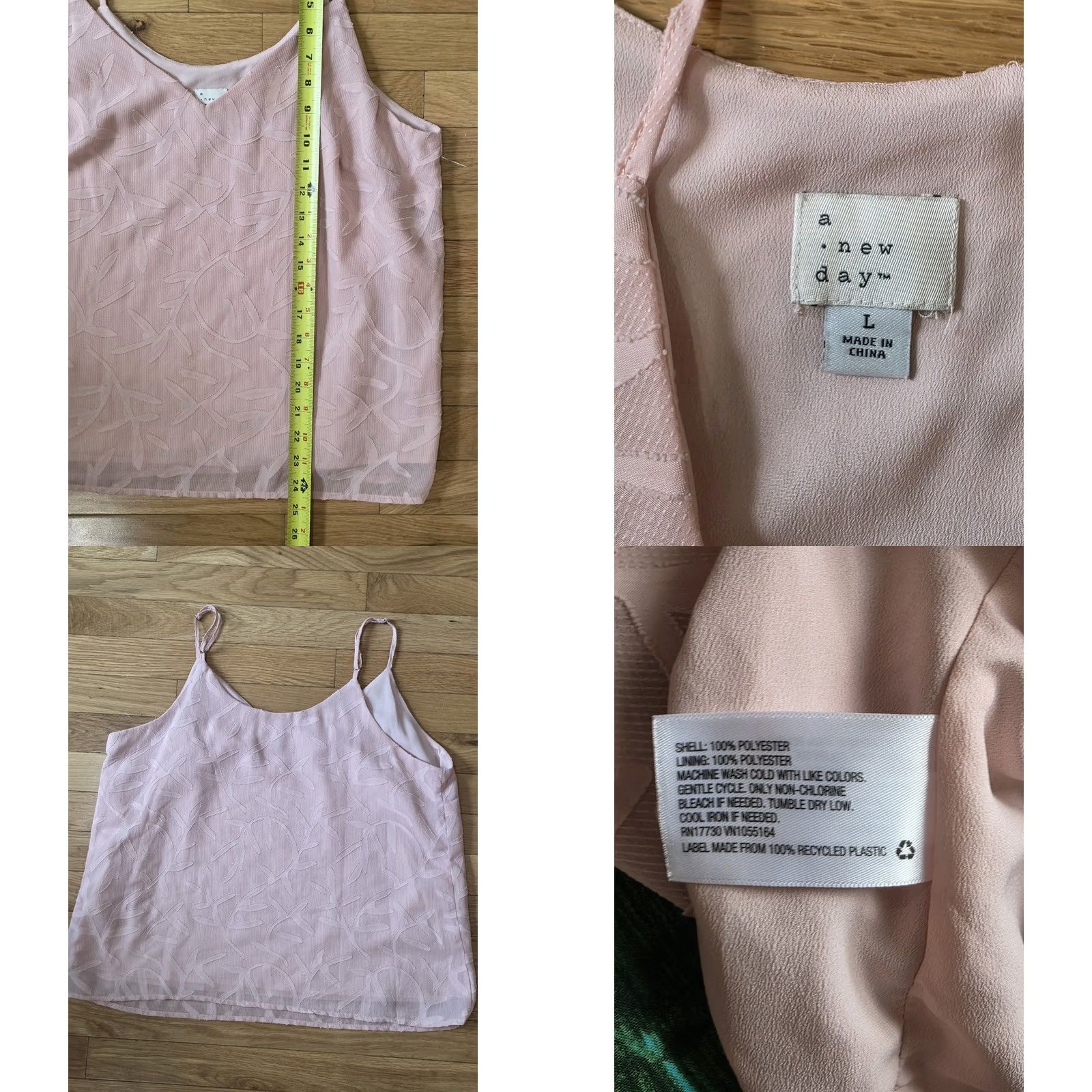 Vintage A New Day Cami Top Tank Light Pink Leaf Print L Womens Size L / US 10 / IT 46 - 8 Thumbnail