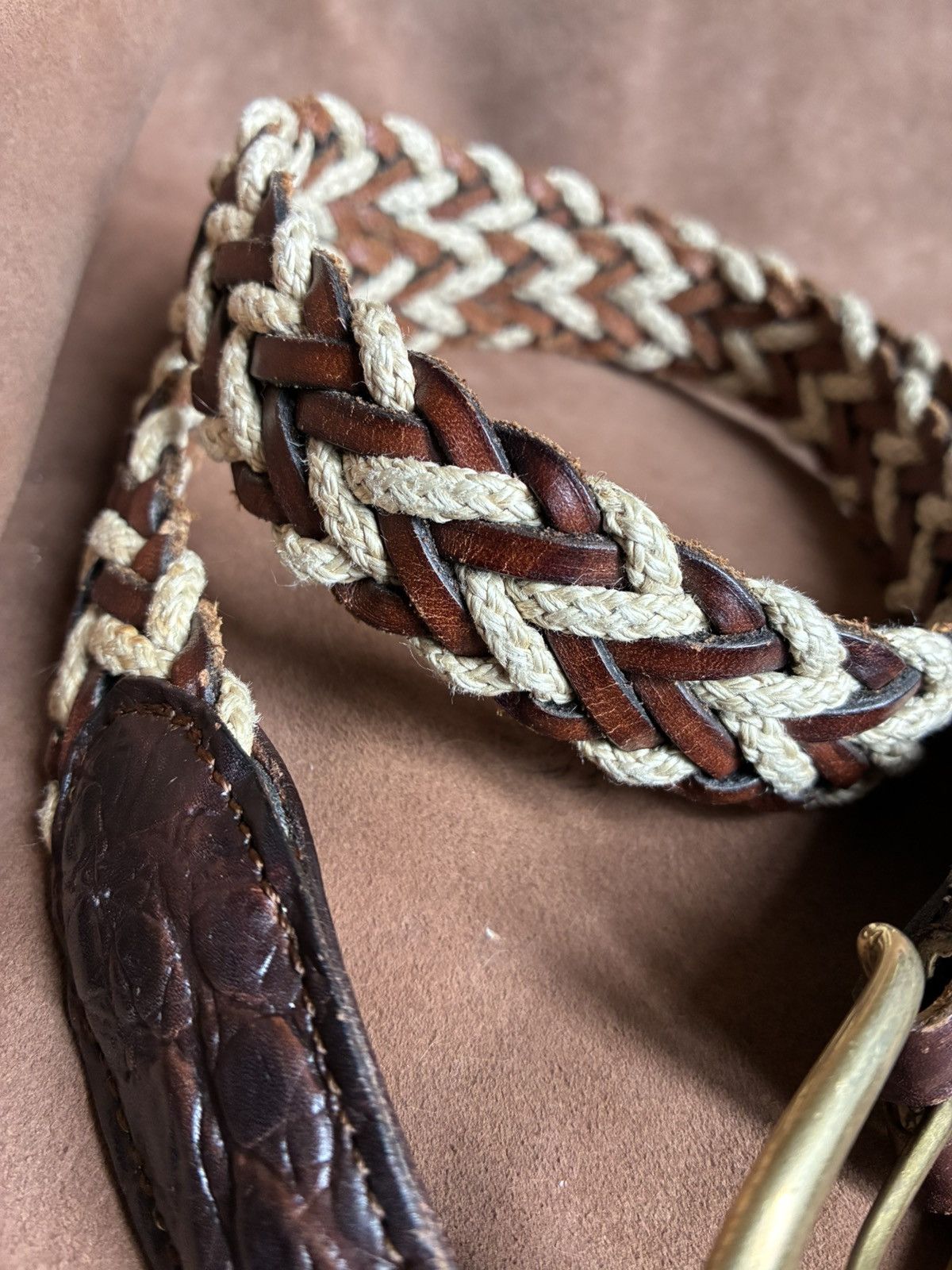 Ermenegildo Zegna ERMENEGILDO ZEGNA braided leather and cord belt Size 34 - 3 Thumbnail