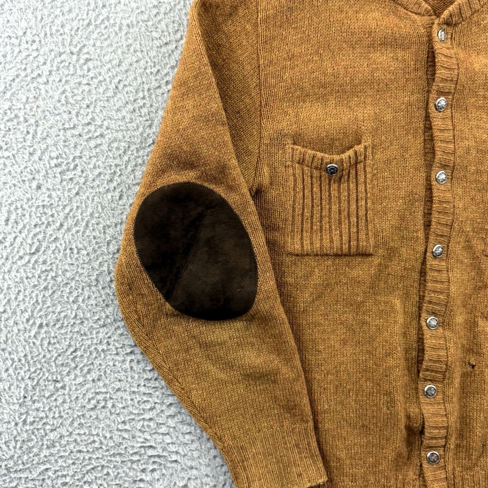 Vintage VINTAGE Brentwood Cardigan Sweater Mens Medium Brown Knit Wool Blend 50s Patch Cable-Knit V-Neck Wool Blend 50s Patch Cardigan Mens Brown Knit Size US M / EU 48-50 / 2 - 4 Thumbnail