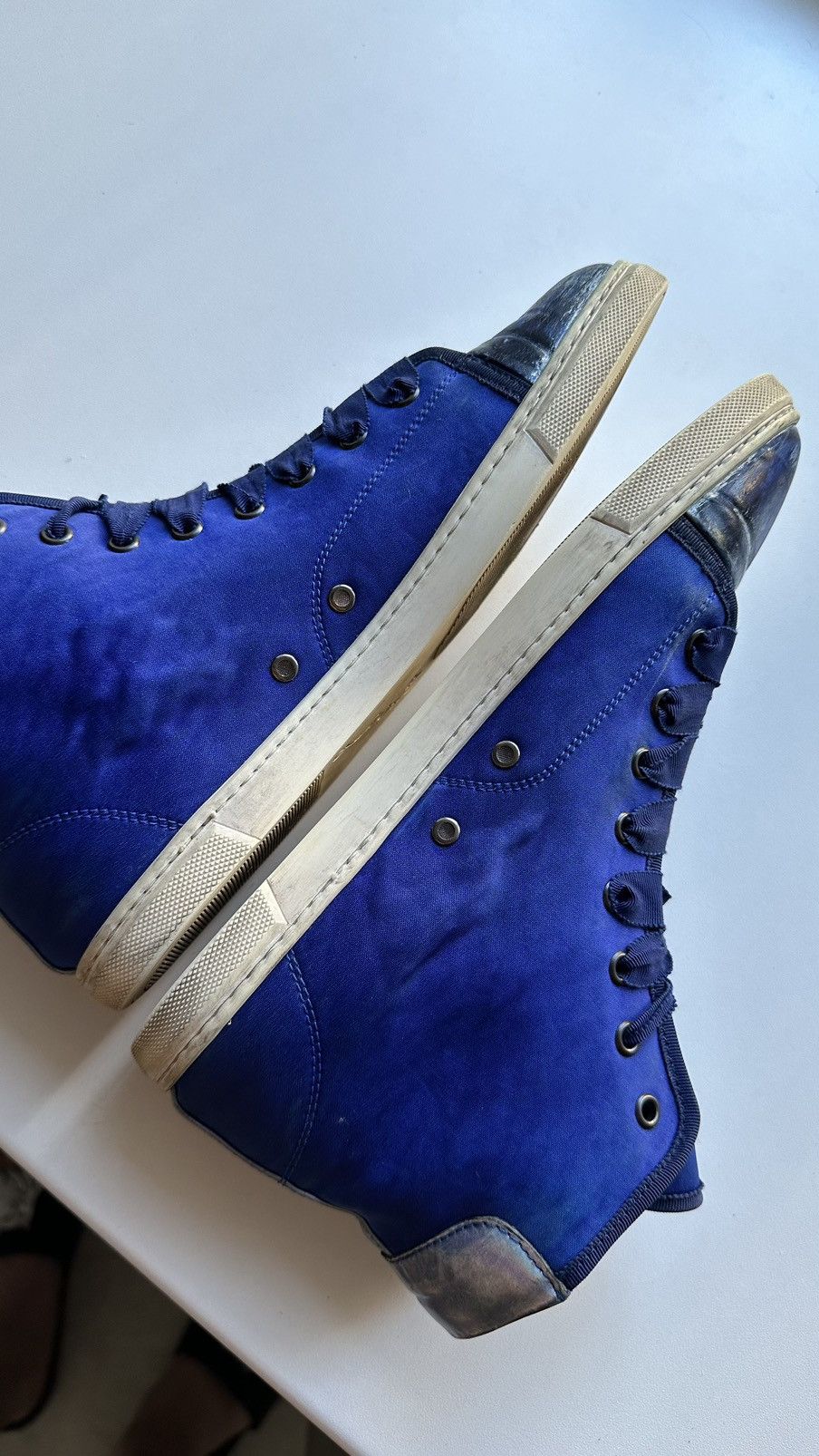 Lanvin Lanvin Nylon & Leather Blue High Top Sneakers Italy Size 41 Size US 8 / EU 41 - 6 Thumbnail