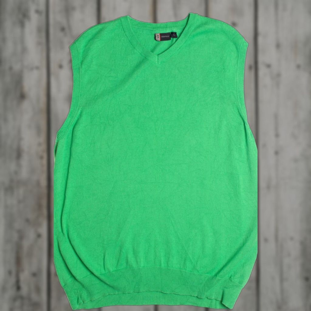 Vintage VINTAGE New Deal Green Vest Large Sleeveless Knit Pullover Size US L / EU 52-54 / 3 - 1 Thumbnail
