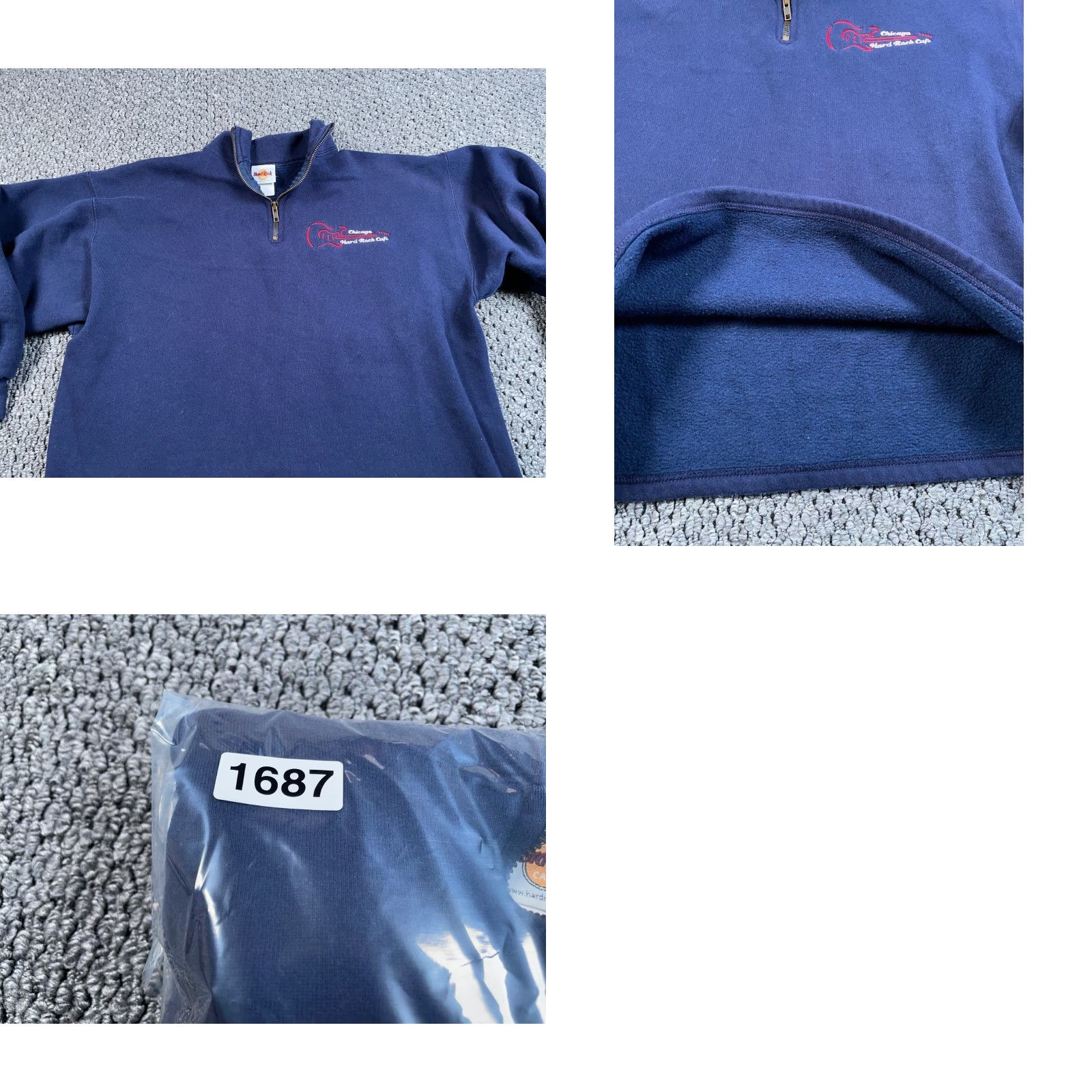 Hard Rock Cafe Hard Rock Cafe Chicago Embroidered 1/4 Zip Sweatshirt Adult XL Dark Blue Size US XL / EU 56 / 4 - 9 Thumbnail