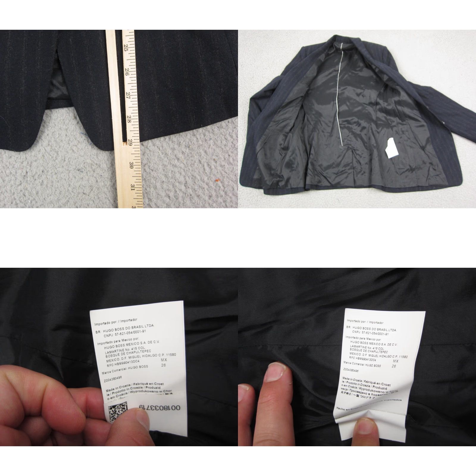 Hugo Boss VINTAGE Hugo Boss Blazer Women 4 Navy Blue Striped Wool Angora Sports Coat Jacket Casual Business Two-Button 80s City Classic Tuxedo Women's Blue Size S / US 4 / IT 40 - 8 Thumbnail