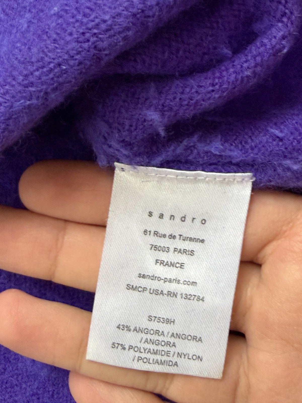 Sandro Sandro Paris Electric Purple Angora Fuzzy Knit Sweater Sz 3 Size US L / EU 52-54 / 3 - 5 Thumbnail