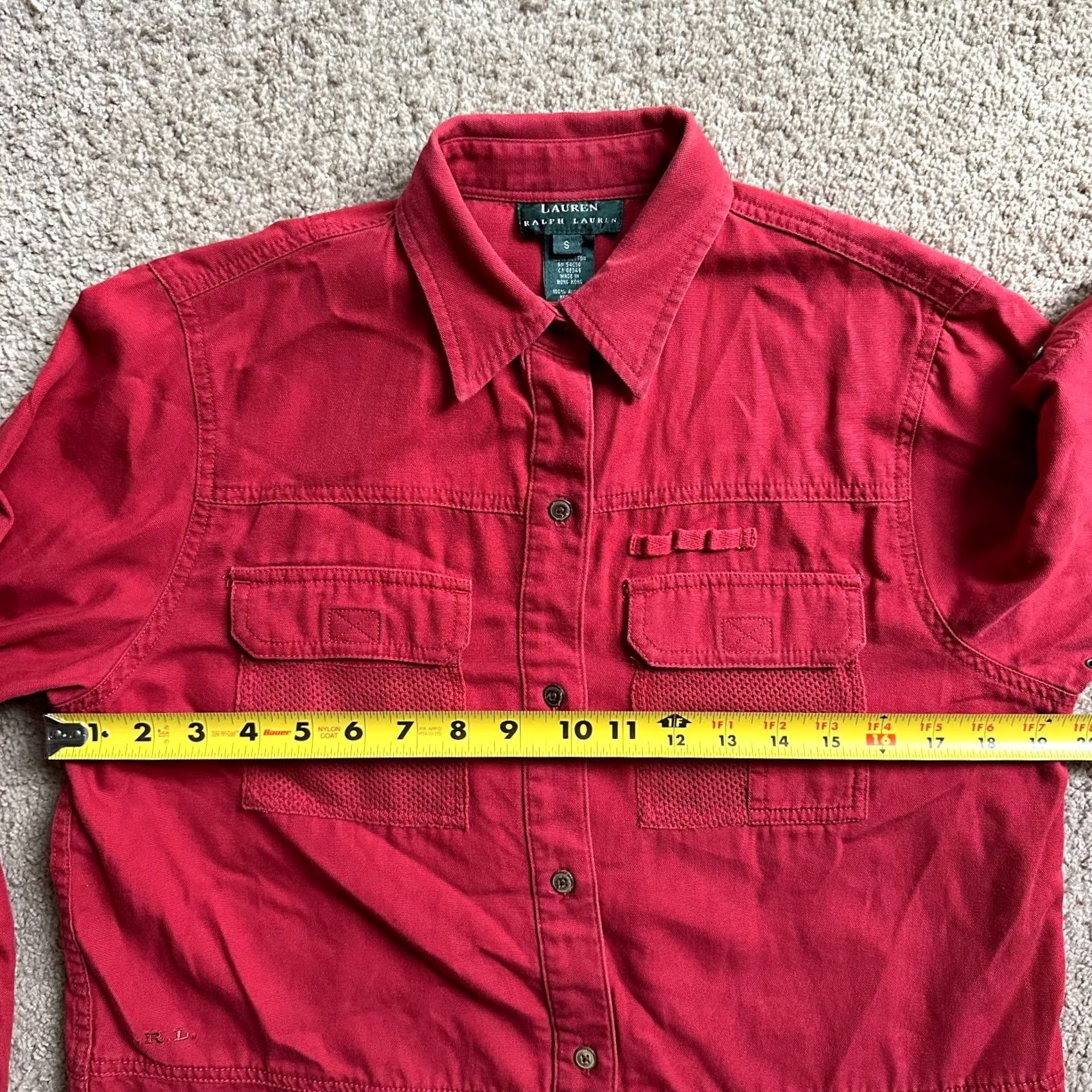 Ralph Lauren VINTAGE Lauren Ralph Lauren Shirt Mens Small Button Up Point Collar Fishing Pockets Red Cotton Size US S / EU 44-46 / 1 - 6 Thumbnail