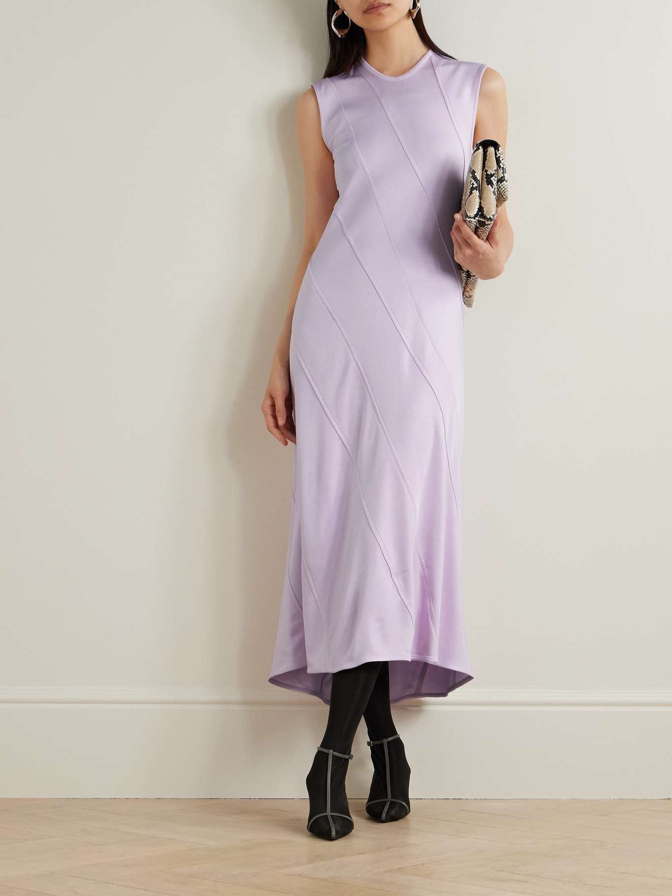Jil Sander o1w1db10825 Midi Dress in Lilac Size L / US 10 / IT 46 - 2 Thumbnail
