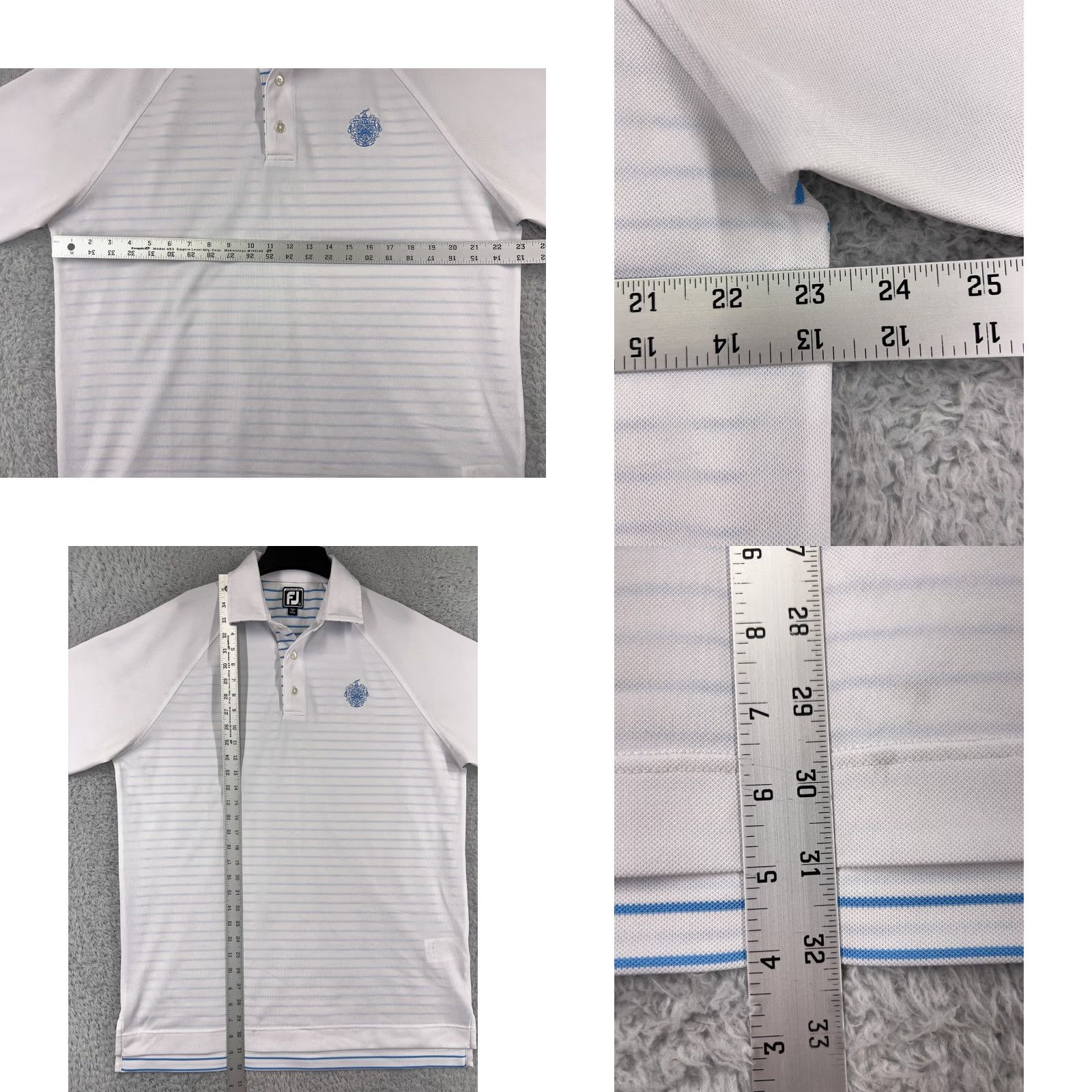 Footjoy FootJoy Polo Mens Large White Striped Polyester Blend Golf Lightweight Shirt Size US L / EU 52-54 / 3 - 9 Thumbnail