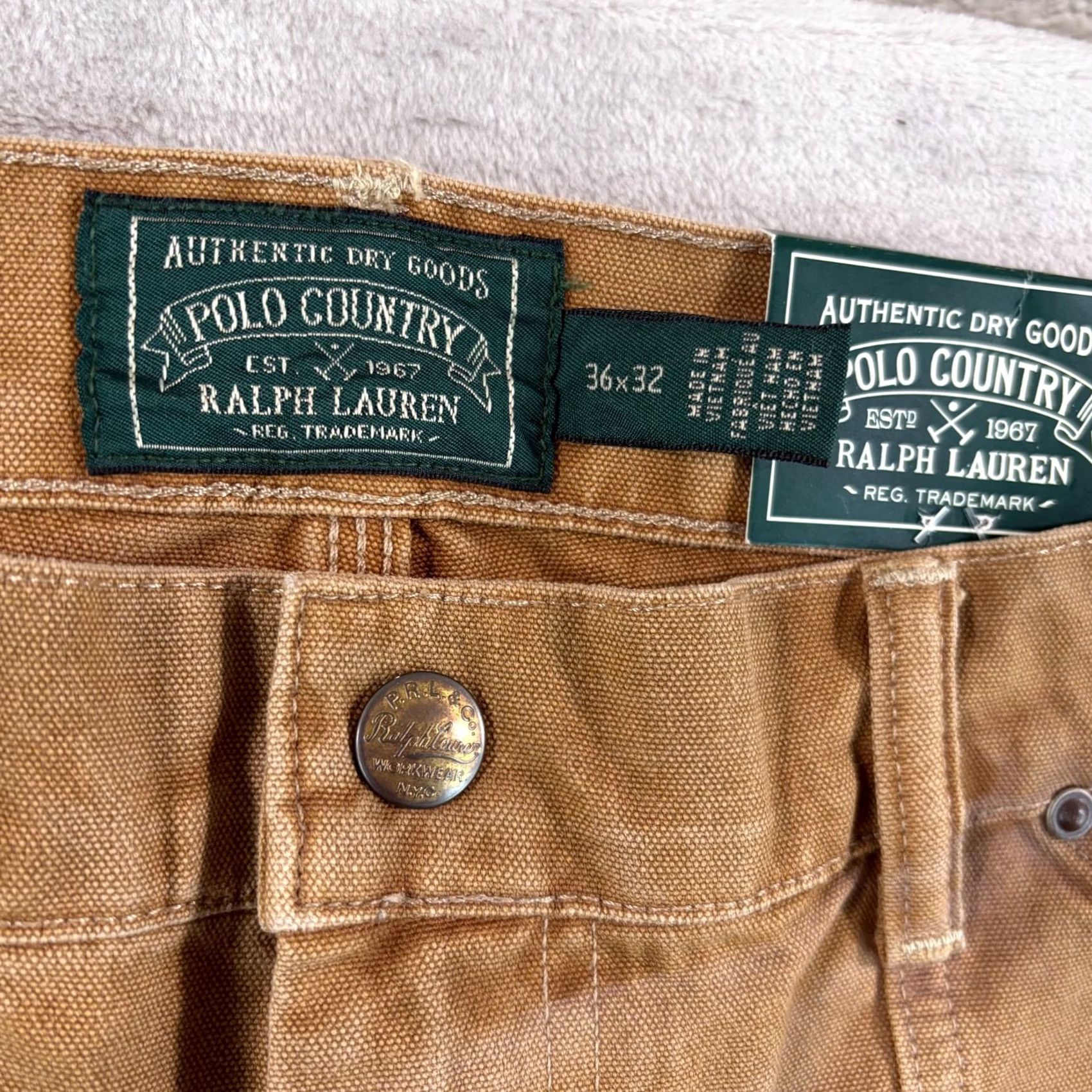 Polo Ralph Lauren Polo Ralph Lauren Polo Country Carpenter Pants Men 38x31 Canvas Brown 5-Pocket Cargo Workwear Relaxed Straight NWT 90s Era Logo Manufacturers Warranty Size US M / EU 48-50 / 2 - 2 Thumbnail