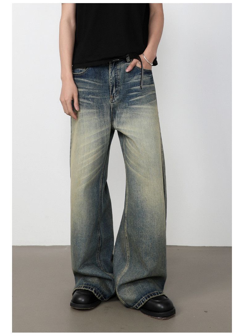 Japanese Brand Men's Washed Distressed Loose Straight Vintage Jeans Size US 32 / EU 48 - 2 Thumbnail