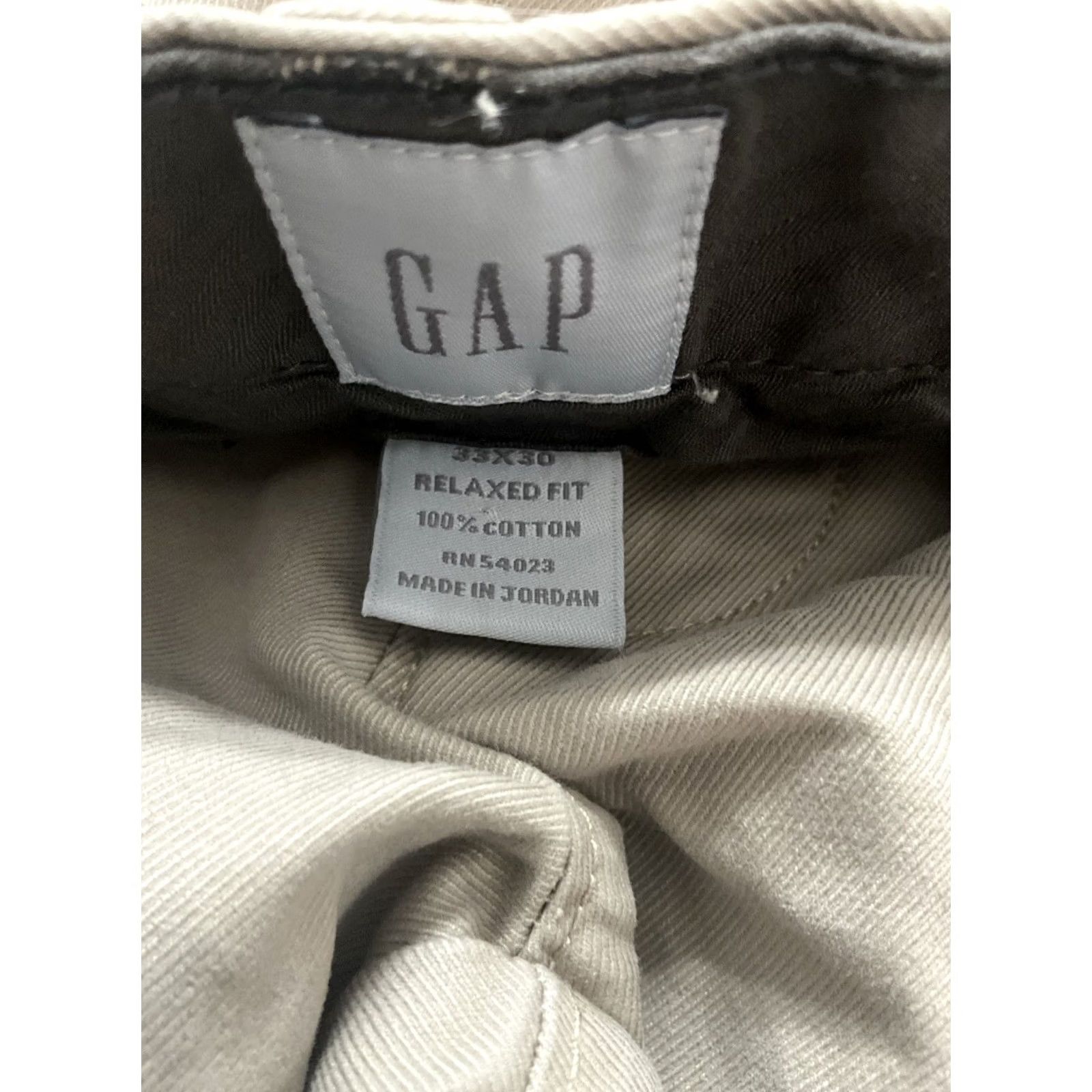 Gap GAP Mens Pants Khakis Classic Fit Tapered Leg 33x30 Beige Cotton Easy Fit Wrinkle Resistant 4-Pocket Zip Button Front Regular Size Mens Size US 33 - 5 Thumbnail