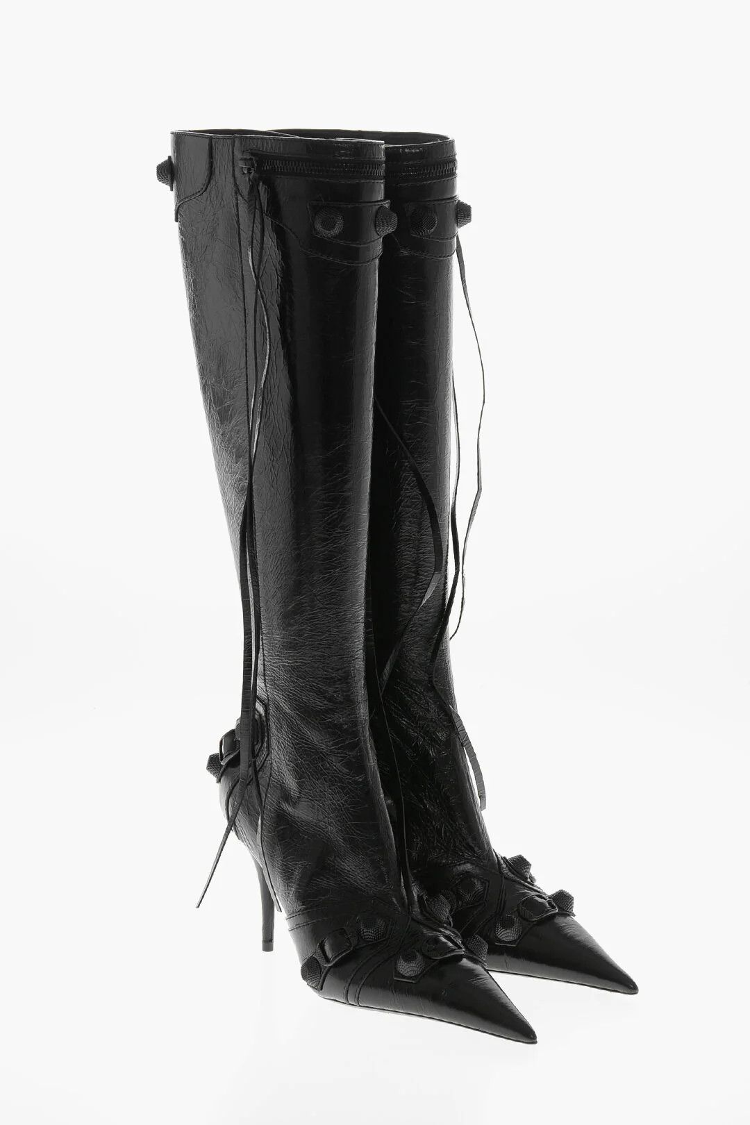 Balenciaga og1mm0326 Hammered Patent Leather Boots in Black Size US 8 / IT 38 - 2 Thumbnail