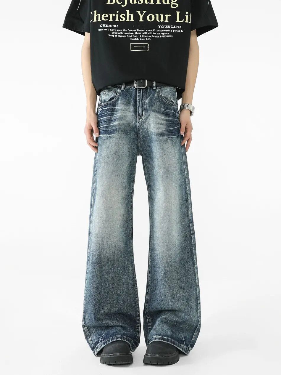 Japanese Brand Retro loose straight leg cat whisker jeans Size US 32 / EU 48 - 3 Thumbnail