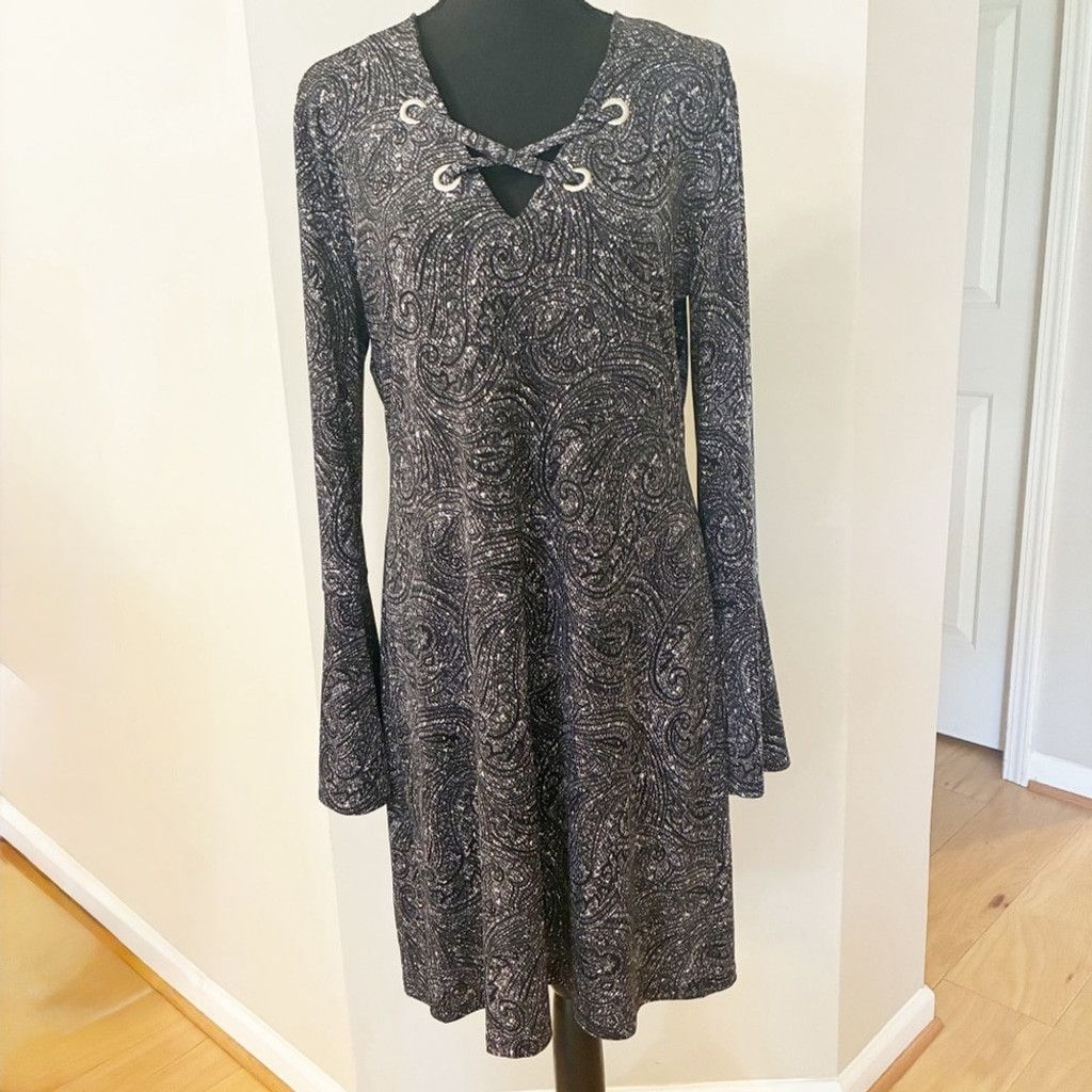 Michael Kors MICHAEL Michael Kors Black Long Bell sleeve dress Size Large Size L / US 10 / IT 46 - 1 Thumbnail