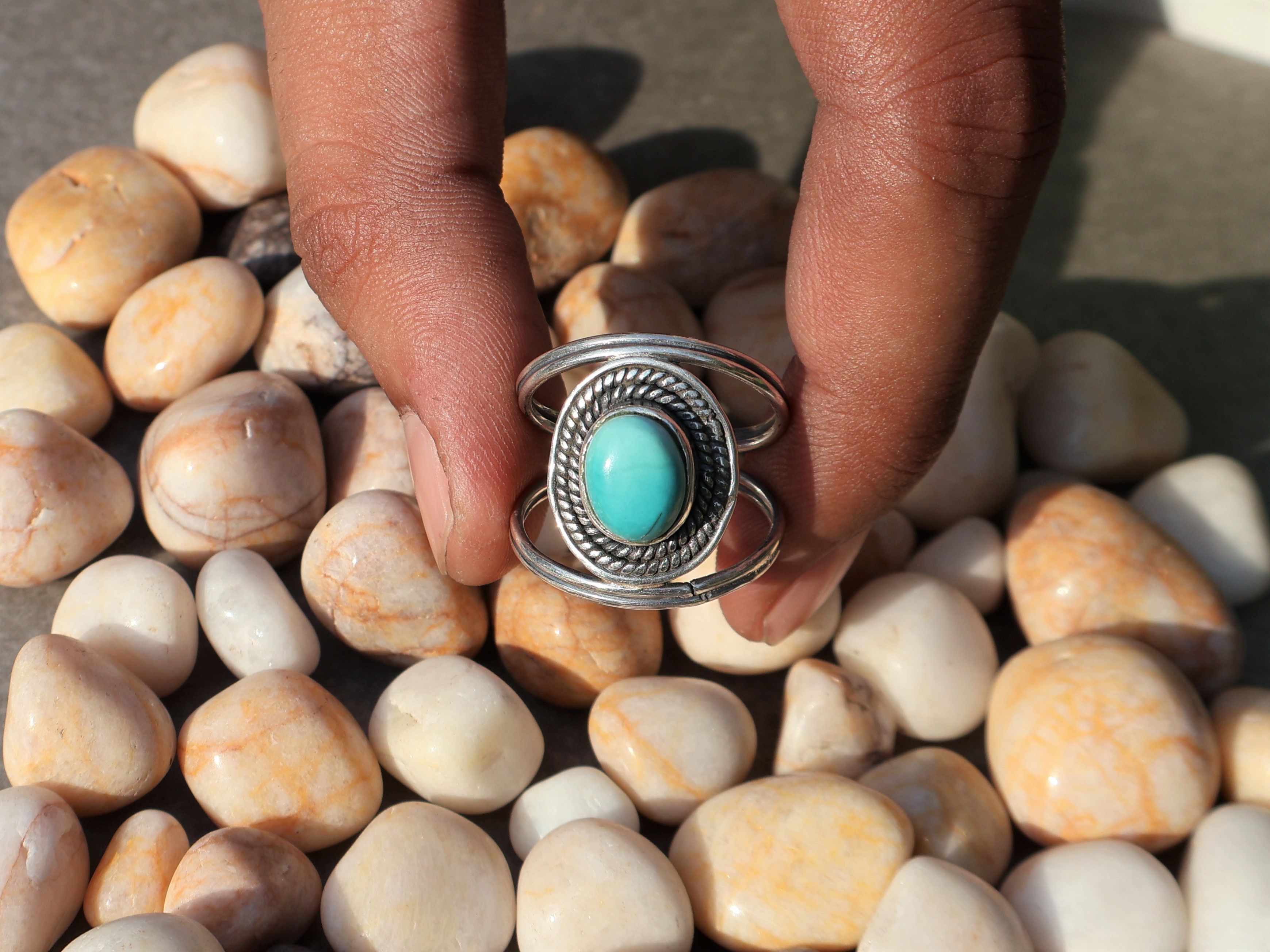 Handmade Natural Turquoise Ring, 925 Silver Handmade Unique Jewelry, Size ONE SIZE - 6 Thumbnail