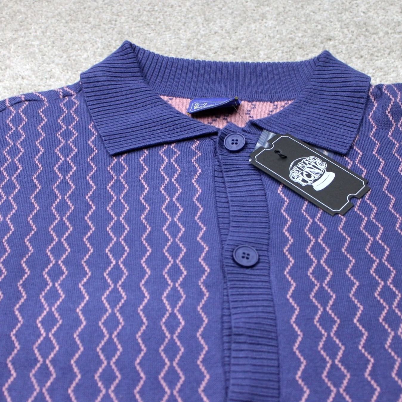 Vintage Coney Island Picnic Shirt Mens Medium Purple/Pink Knit Button-Up Short Sleeve Geometric Vintage? No (remove) Size US M / EU 48-50 / 2 - 4 Thumbnail