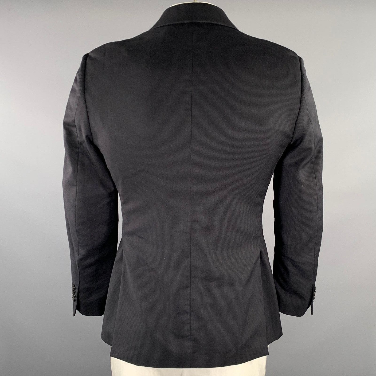Emporio Armani EMPORIO ARMANI Black Pinstripe Wool Notch Lapel Sport Coat Size 42R - 4 Thumbnail
