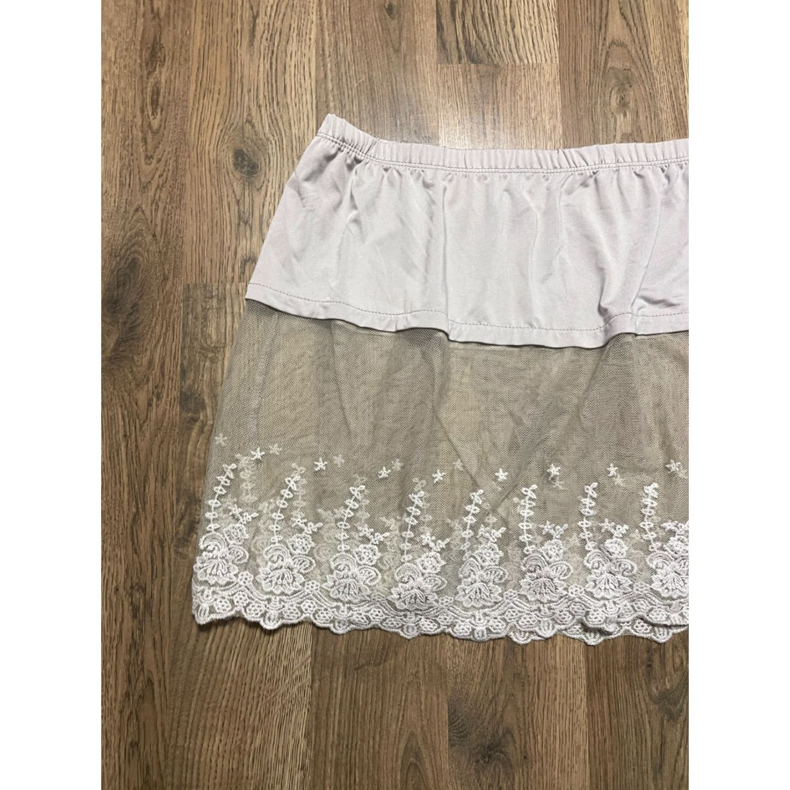 Vintage DEMDACO Skirt Women's XL Gray Slip Lace Pull On NWT Short A-Line Size 40" / US 18 - 3 Thumbnail