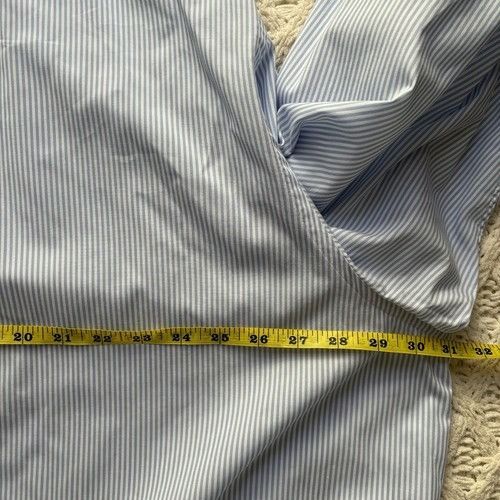 Eton ETON Men's Dress Shirt Blue Striped Cotton Custom Made $450 Size 36R - 7 Thumbnail
