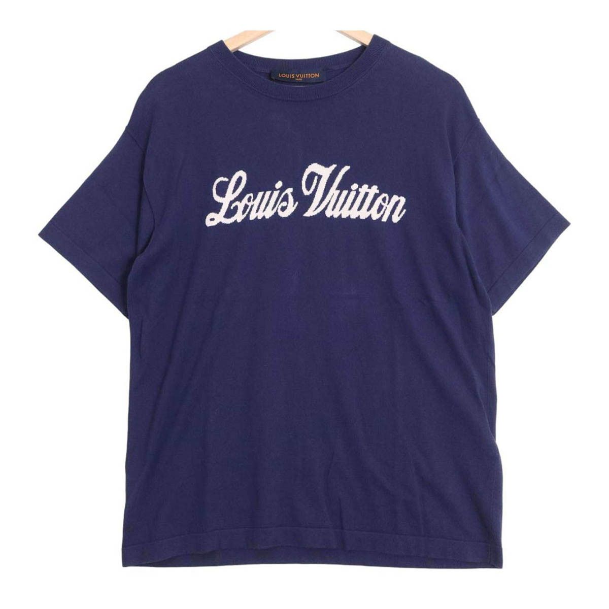 Image of Louis Vuitton Lv Logo Knit T-Shirt in Navy, Men's (Size XS)