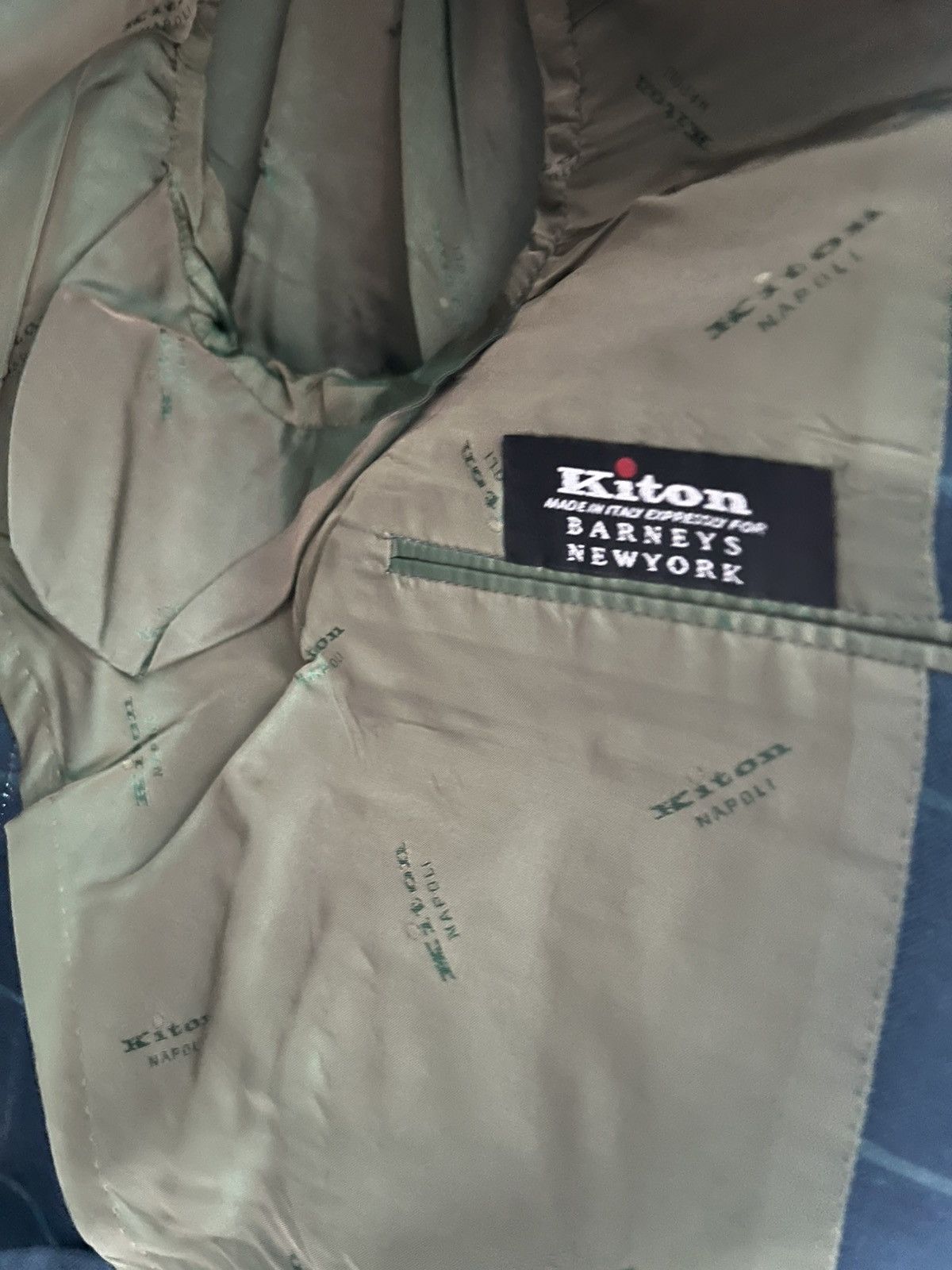 Barneys New York × Kiton Kiton Men Size 38R US 48 IT Green Windowpane Blazer NWT Size 38R - 3 Thumbnail