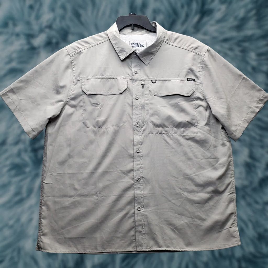 Eddie Bauer Eddie Bauer Fishing Shirt Men XL Gray Woven Tech Vented Button-Up Size US XL / EU 56 / 4 - 1 Thumbnail