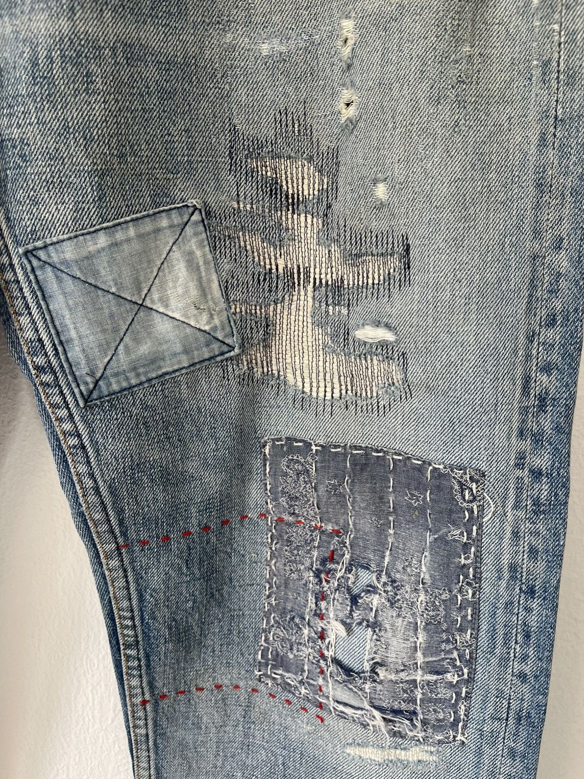 FDMTL 2021 FDMTL Sashiko Patch Denim Selveged Pants Size US 32 / EU 48 - 8 Thumbnail