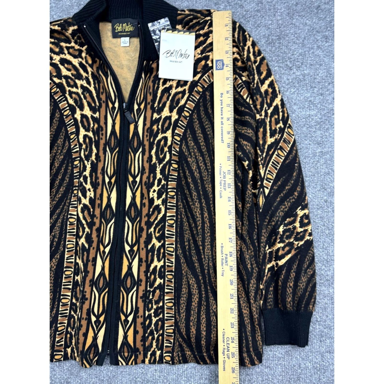 Bob Mackie Bob Mackie Wearable Art Sweater Womens Large Black Brown Full Zip Animal Print Size L / US 10 / IT 46 - 3 Thumbnail
