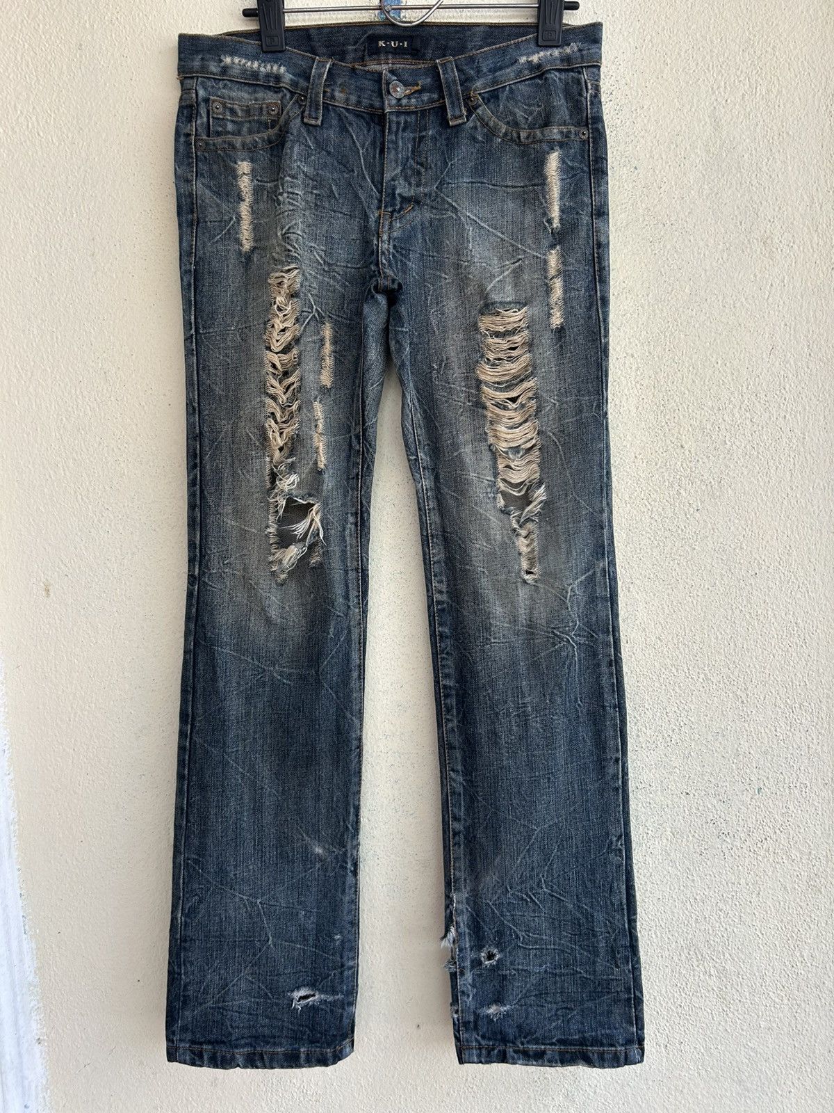 Japanese Brand K.U.I Paint Splattered Distressed Denim Size US 30 / EU 46 - 1 Thumbnail